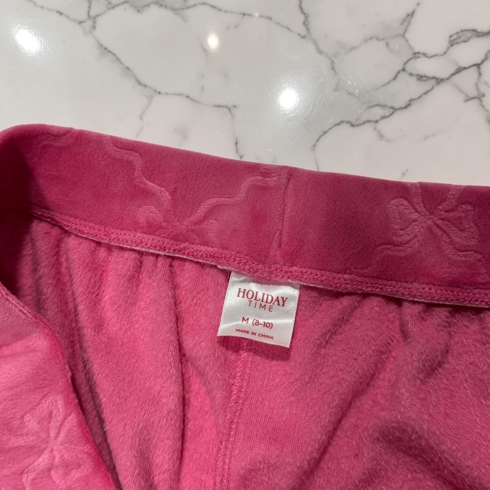 Holiday Time Pink Plush Bow Embossed Lounge Sleep Shorts Women's M (8-10) - Picture 5 of 5